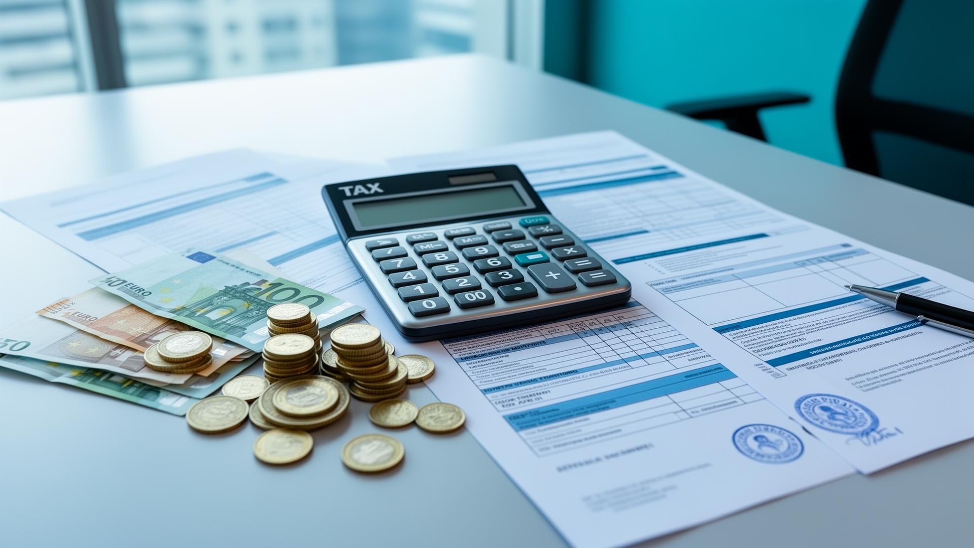 Documentos fiscales y calculadora para venta de empresa
