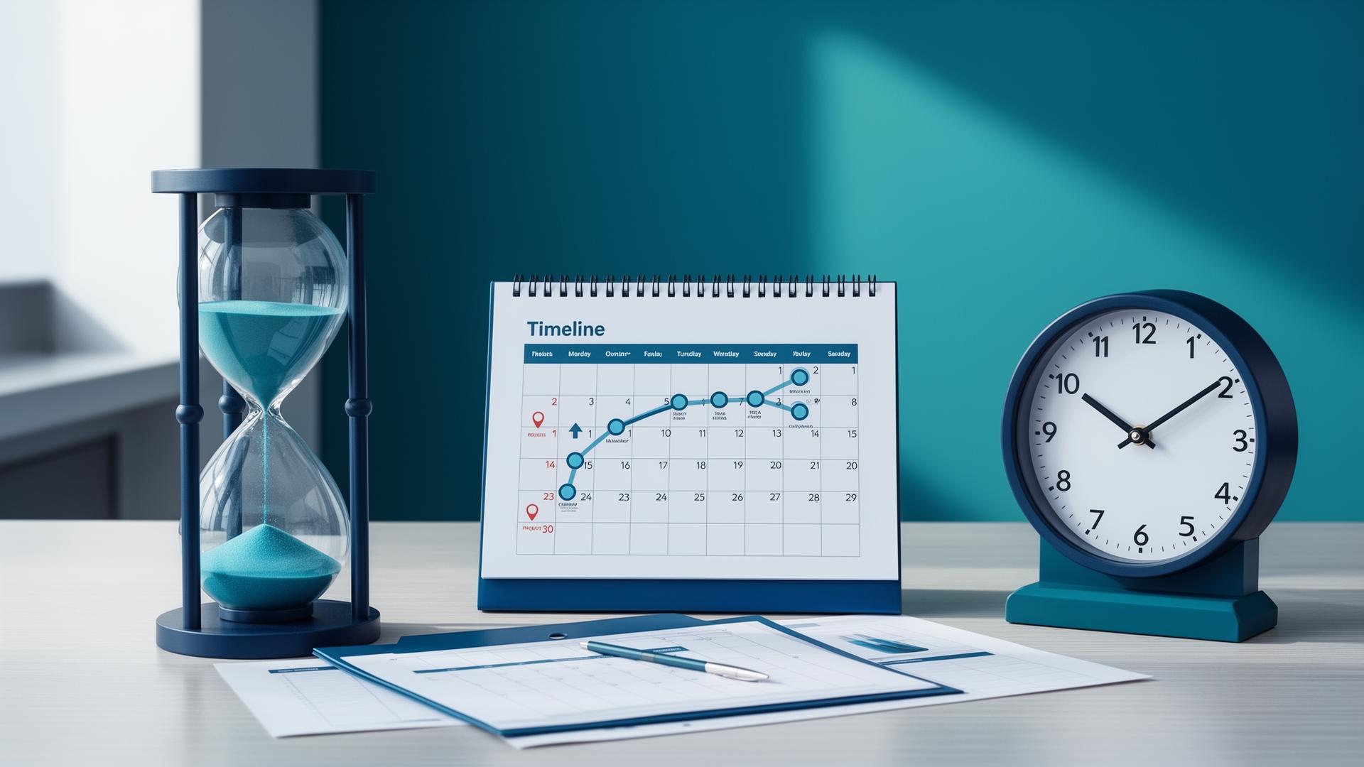 Calendario y reloj representando plazos de venta de empresa